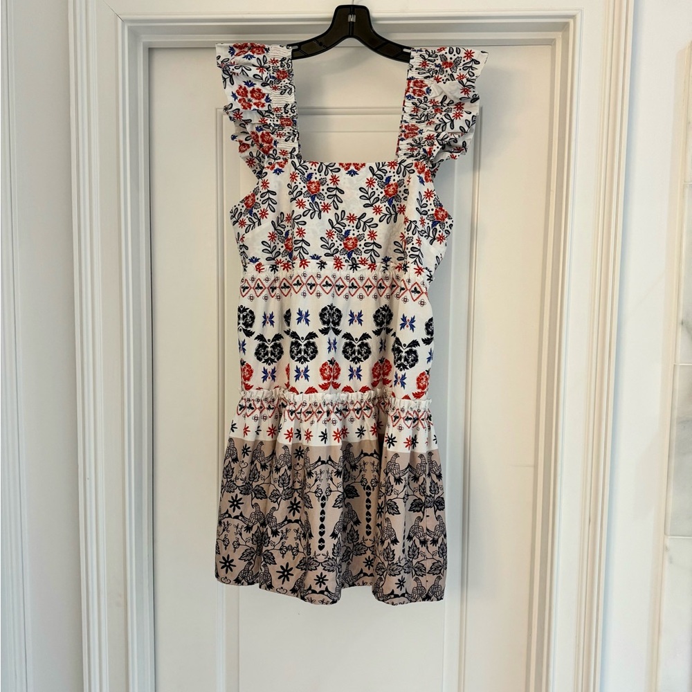 Oliphant Smocked Square neck mini dress